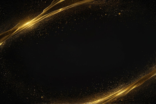 a black background with gold particles and stars