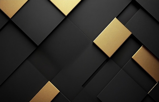 Photo a black background with gold squares and a black background