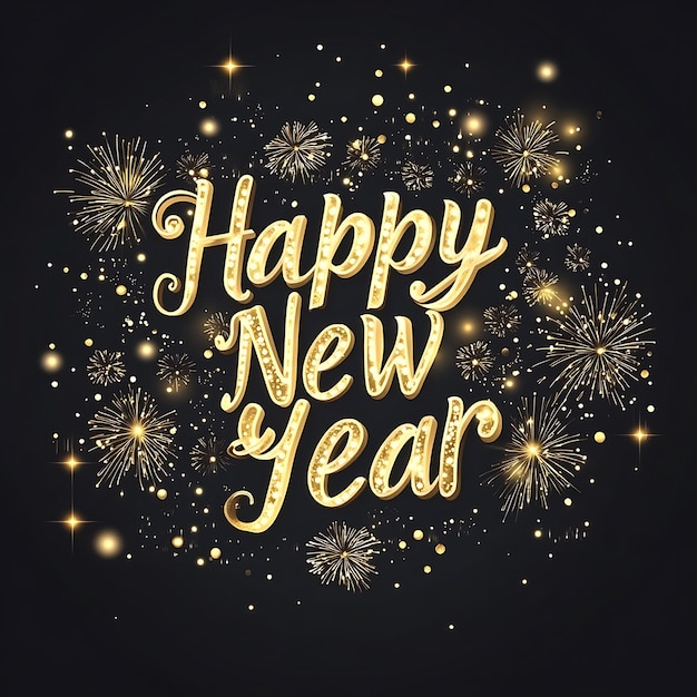 Photo a black background with a gold text happy new year on it