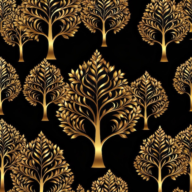 Photo black background with golden tree shape