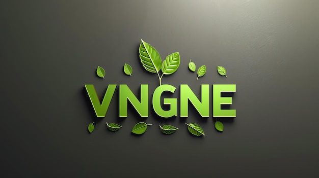 Photo a black background with green leaves and a black background with the word verizon on it