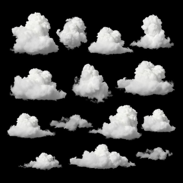 Photo a black background with many clouds in a row