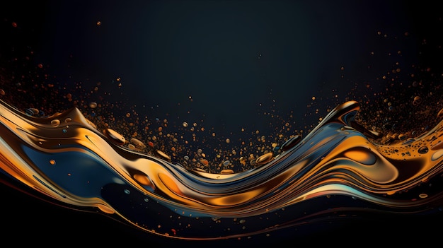 A black background with orange and blue waves and the word wave.