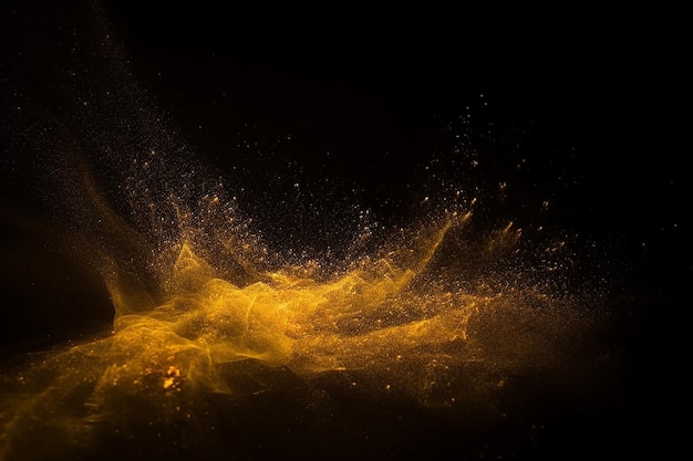 A black background with orange and yellow fire sprays.