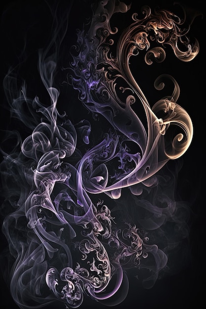 A black background with a purple smoke and the words smoke on it