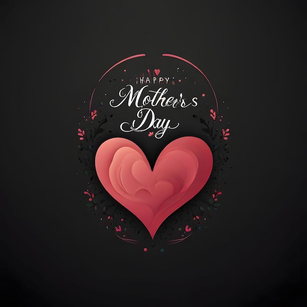 a black background with a red heart and flowers