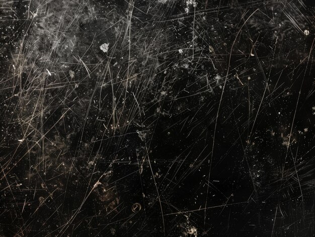 Photo a black background with scattered scratches and dust creating an abstract texture the top left corne