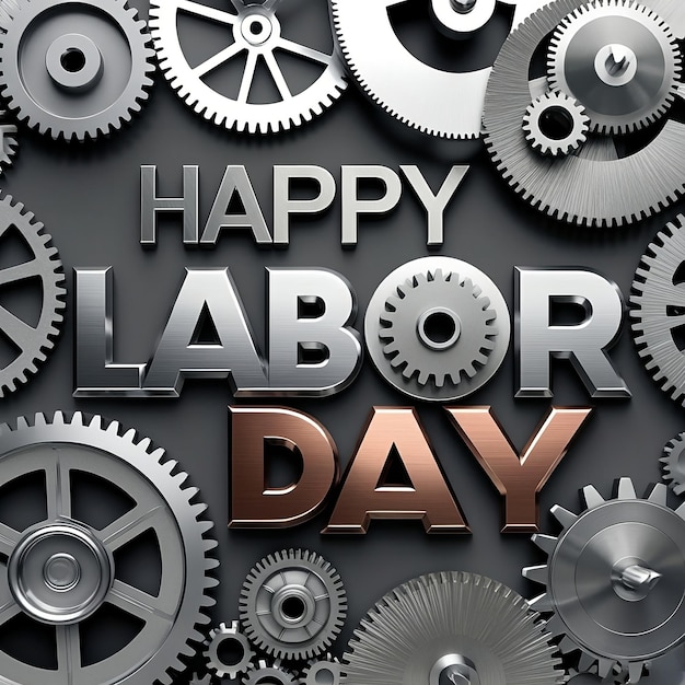 a black background with a silver and black background with the words happy labor day