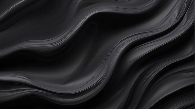 Photo black background with wavy texture silky black wallpaper of marble and liquid