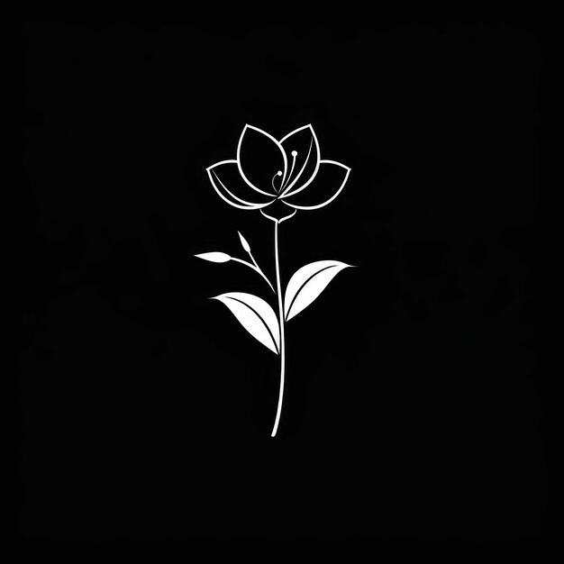 Photo a black background with a white flower and a flower on it