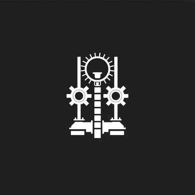 Photo a black background with a white logo that says gears and gears