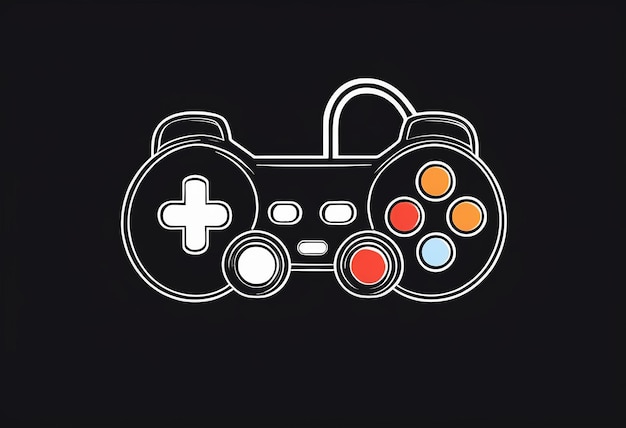 a black background with a white and red game controller