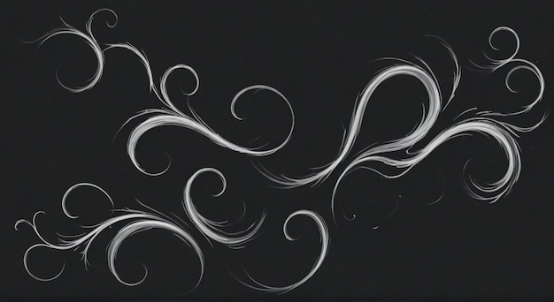 Photo a black background with a white swirl that says swirls