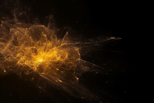 A black background with a yellow and orange explosion