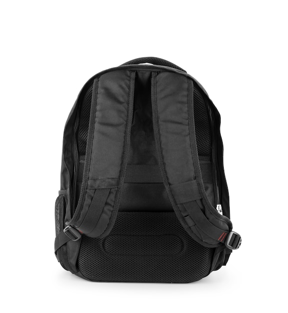 Black backpack isolated over white background with clipping path