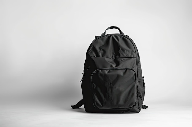 Black backpack isolated white background