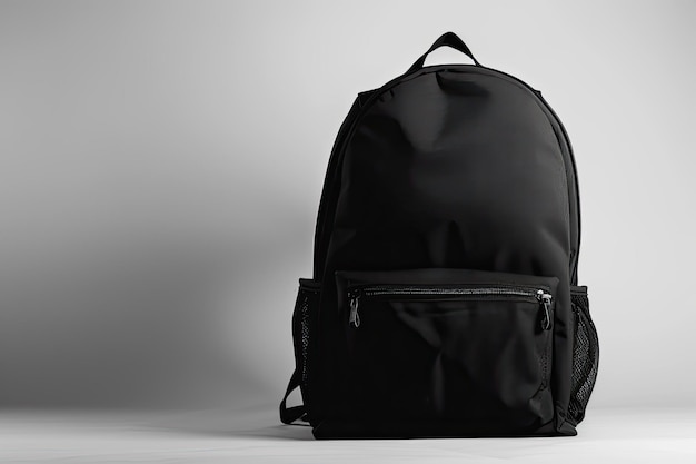 Black backpack isolated white background