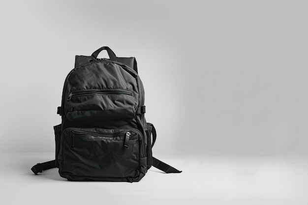 Black backpack isolated white background