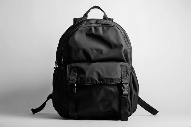 Black backpack isolated white background