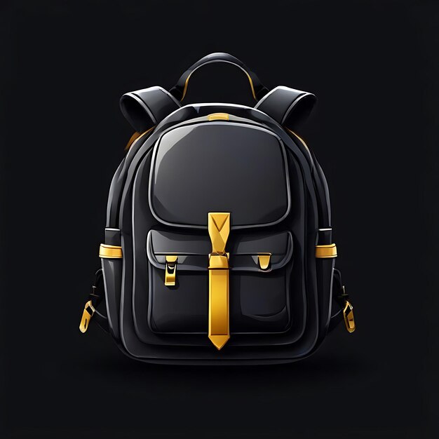 Photo a black backpack with gold trim and a gold zipper