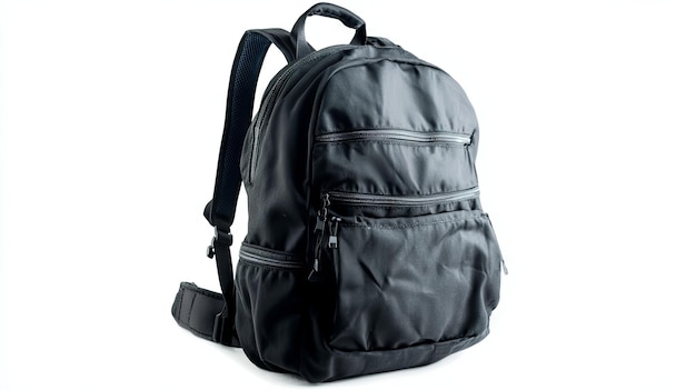 Photo black backpack with zippers and pockets school bag for everyday use