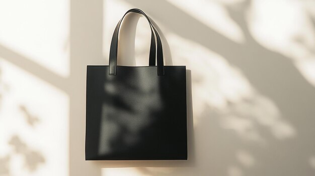 Photo a black bag with a handle on a wall