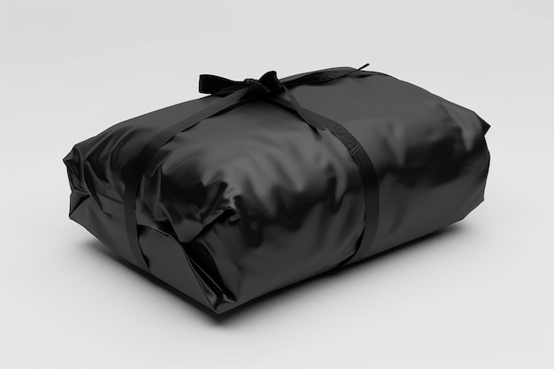 Photo a black bag with a ribbon tied around it