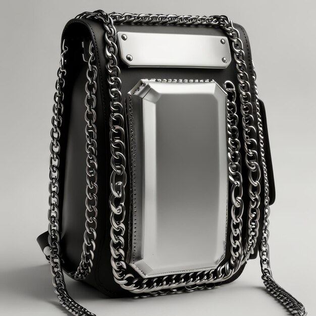 Photo a black bag with a silver chain that says quot the number 6 quot