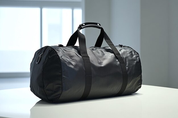 Photo a black bag with a strap that says quot travel quot