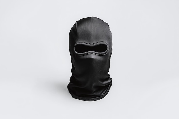 Photo black balaclava with eye holes on white background