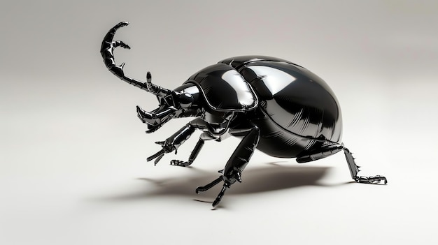 A black balloon beetle on a white background