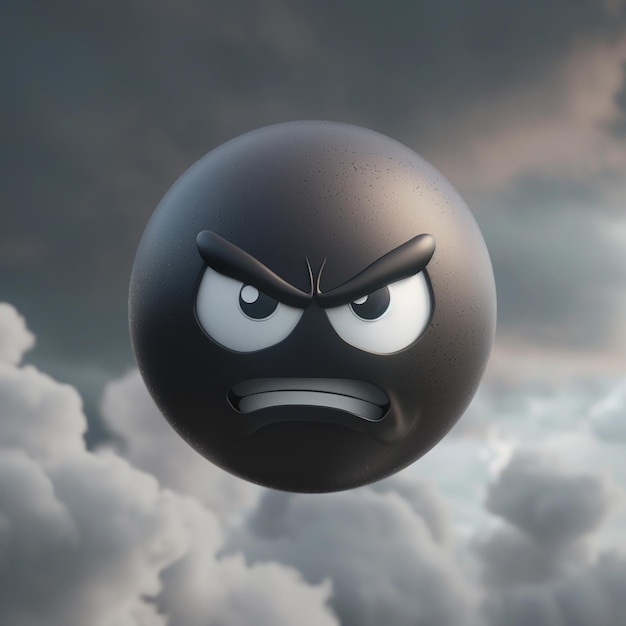 a black balloon with a angry face and the words angry on it