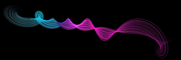 black banner with pink wave abstract colored spiral on a dark background