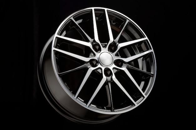 Black beautiful sports alloy wheels forged.