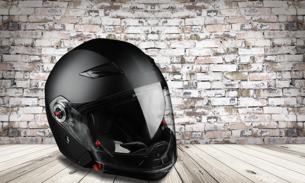 Black biker helmet