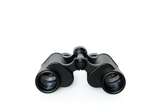 Black binoculars isolated on white background