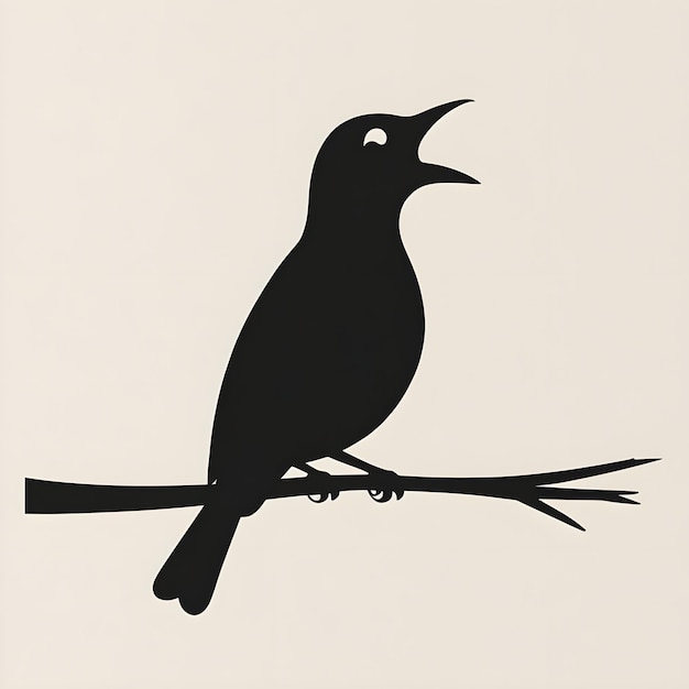 Photo a black bird on a branch with a bird on it