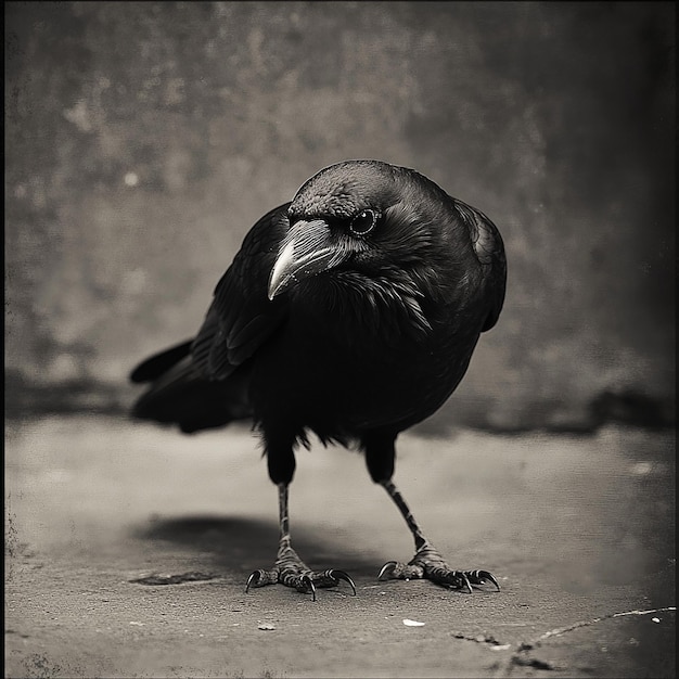 Photo a black bird with a white beak and a black beak