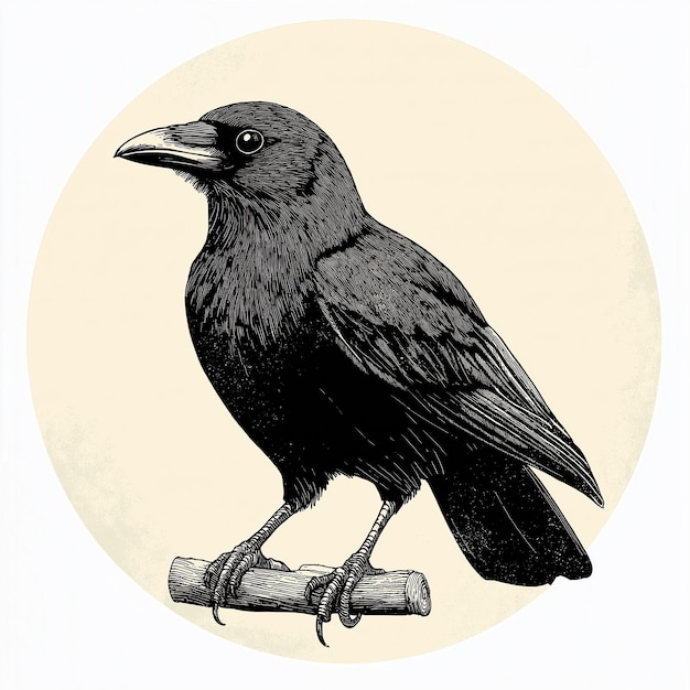 Photo a black bird with a yellow background that says quot raven quot