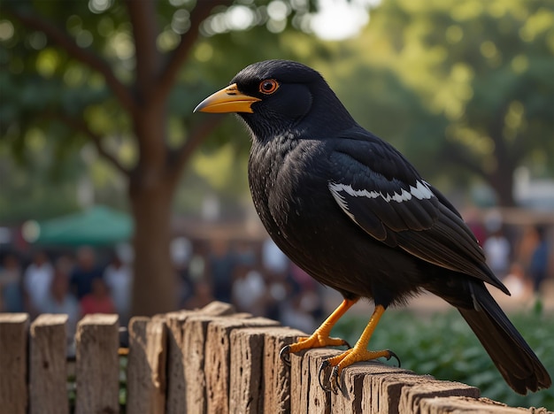 The Black Bird and the Wooden Fence Ai Generated