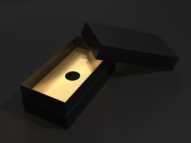 Black blank cardboard box 3d rendering.