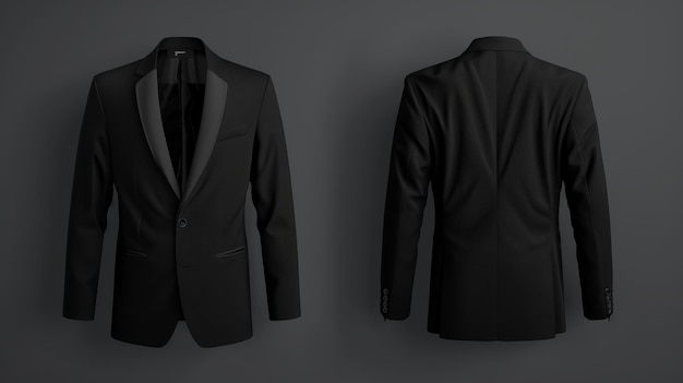 Black Blazer Mockup back and front isolated on white background