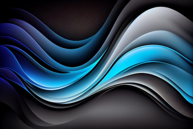 Black and blue abstract background with waves generative ai