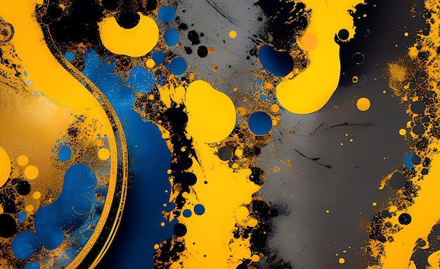 A black and blue background with a yellow circle and the word " on it "