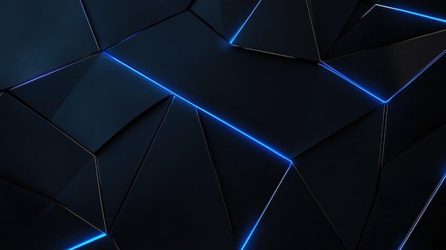 Photo a black and blue image with a lot of triangles and lines the image is abstract and has a futuristic