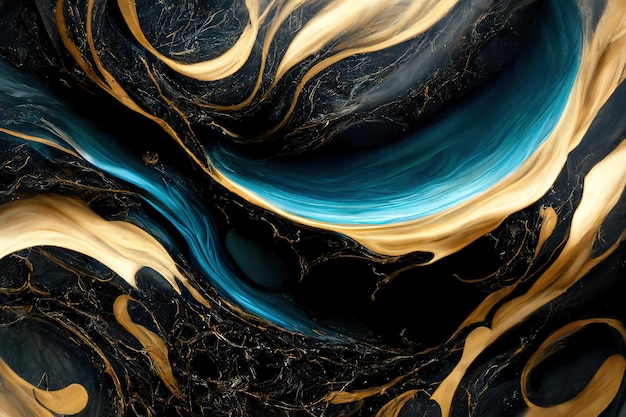 Black and blue marble texture Luxury abstract fluid art paint wallpaper