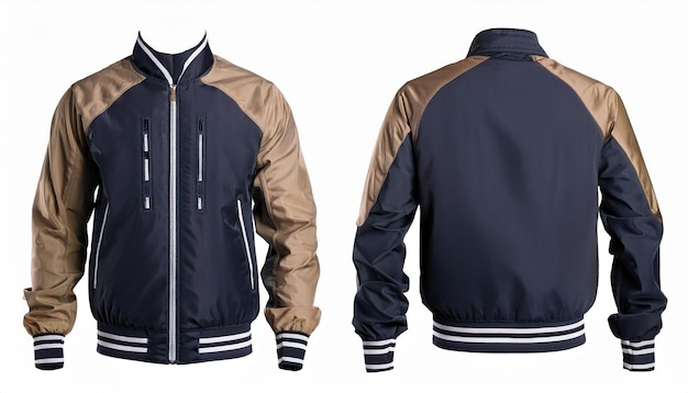 Black Bomber Jacket with White Stripes and Mockup Patch