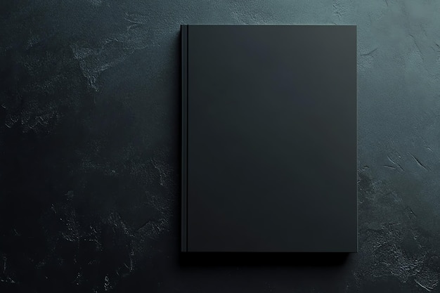 Photo a black book on a dark textured surface