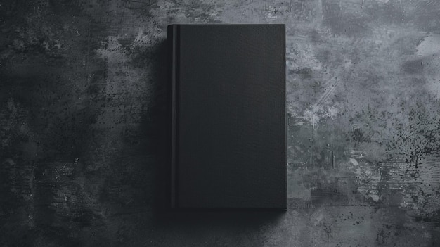 Photo a black book on a gray background with a black cover