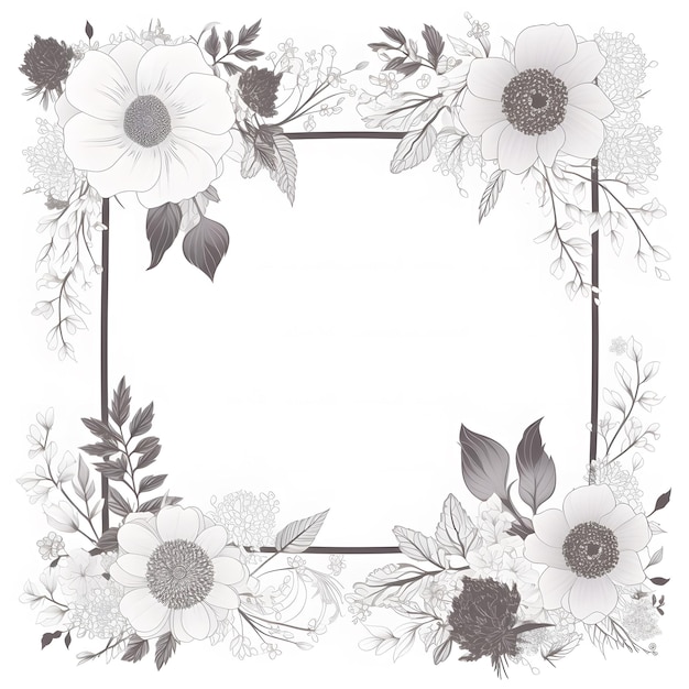 A black border with a white flower in the middle.